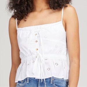 Ciao Lucia Battista Top Eyelet Embroidery White NWT Boho Feminine Cottage Coast